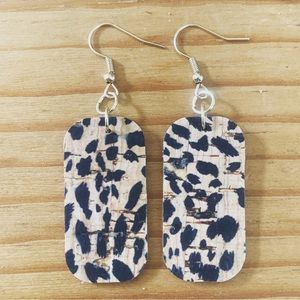 Handmade cork leopard earrings